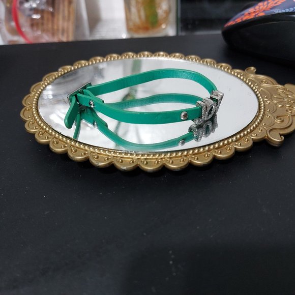 Faux Leather Xmas Green JOY Bracelet & Elastic Beads Bracelets SET OF 3 - Picture 4 of 9